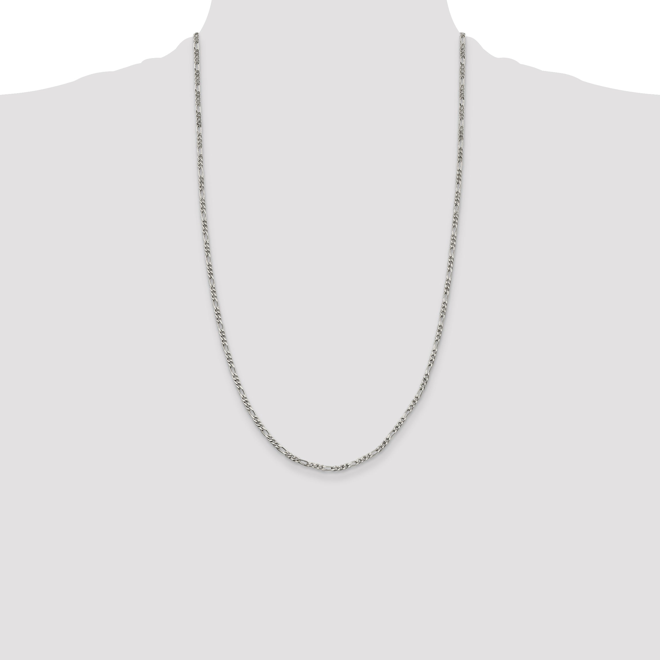 26 Inch Sterling Silver 2.5mm Figaro Chain