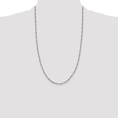 26 Inch Sterling Silver 2.5mm Figaro Chain