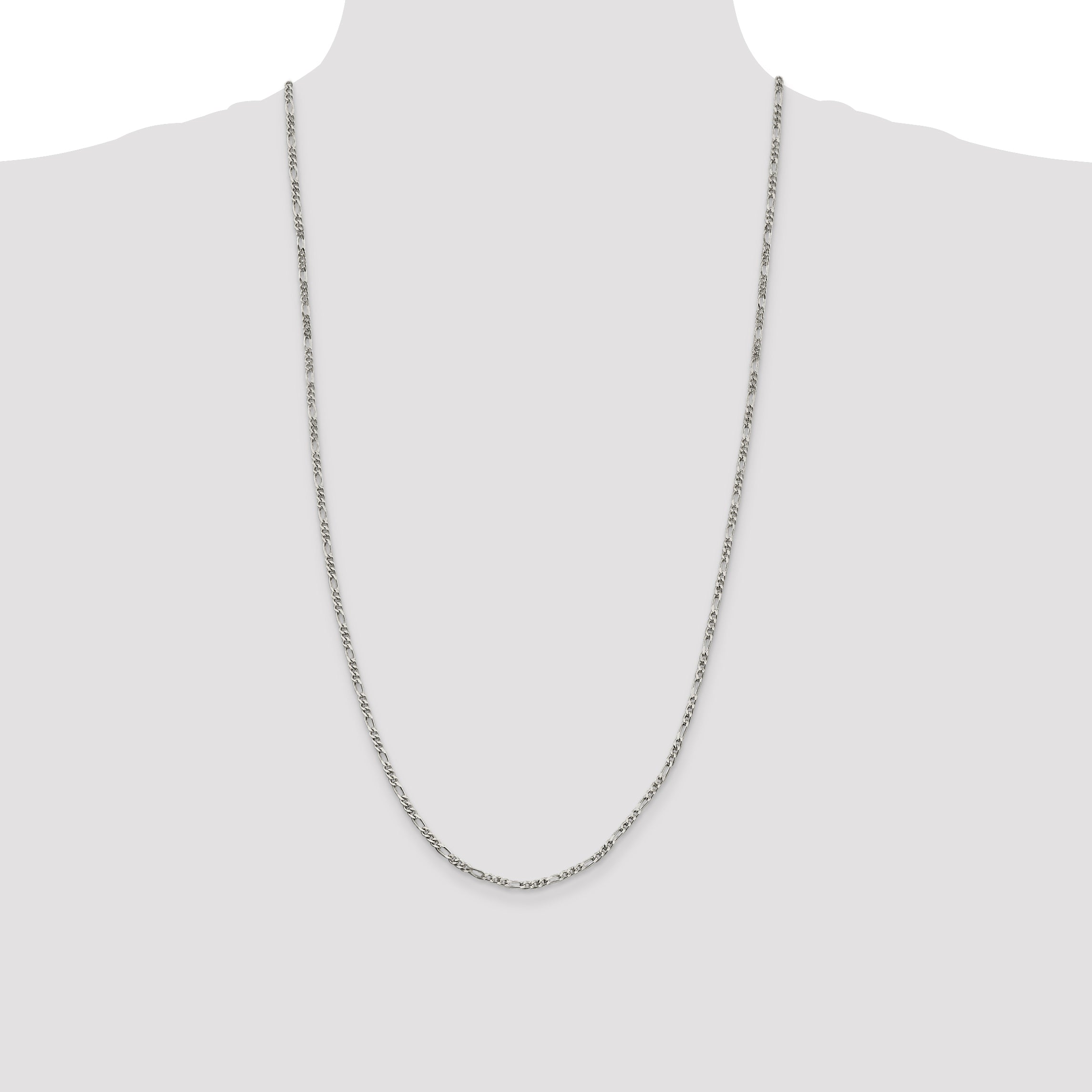28 Inch Sterling Silver 2.5mm Figaro Chain