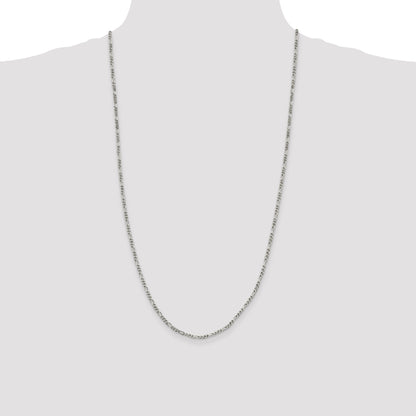 28 Inch Sterling Silver 2.5mm Figaro Chain