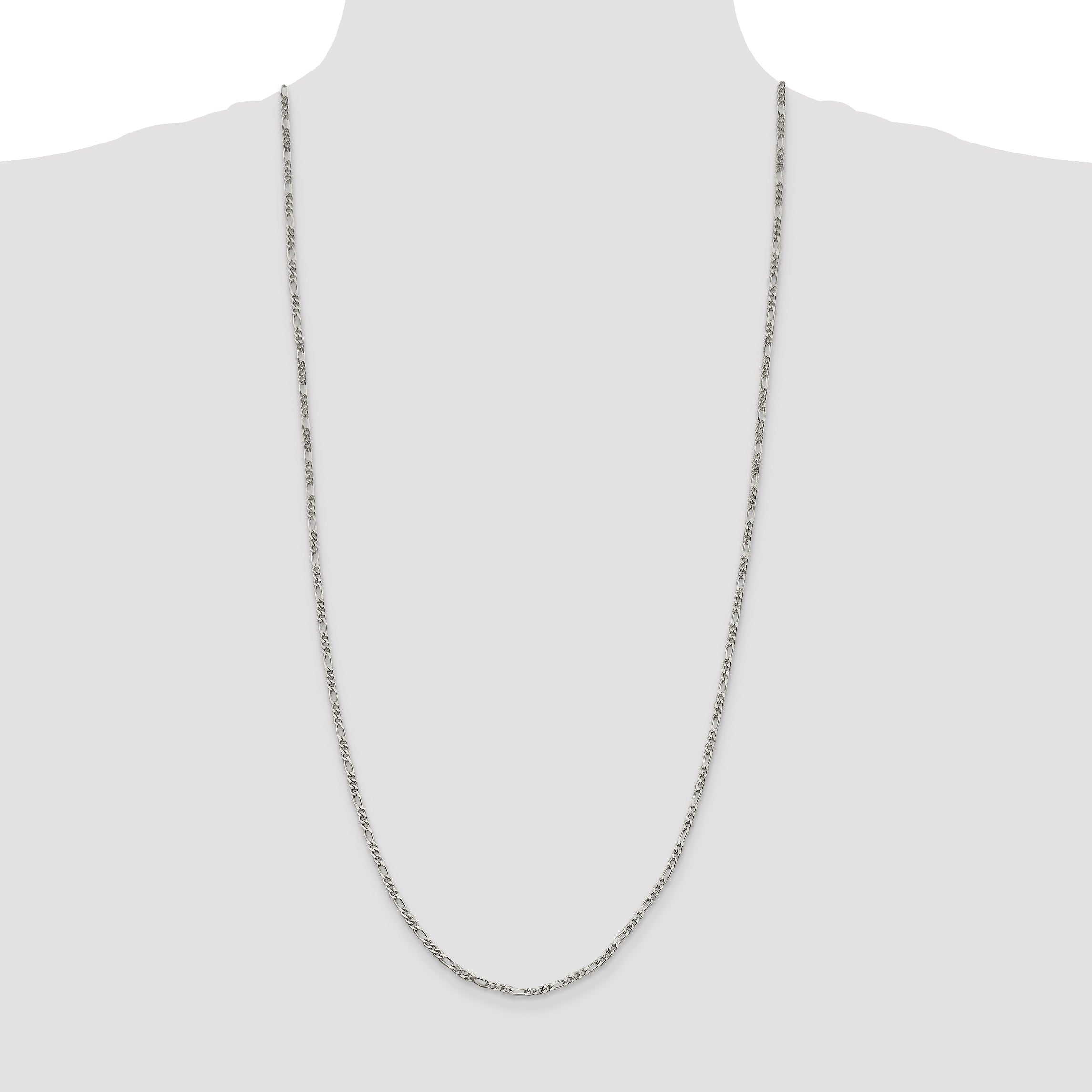30 Inch Sterling Silver 2.5mm Figaro Chain