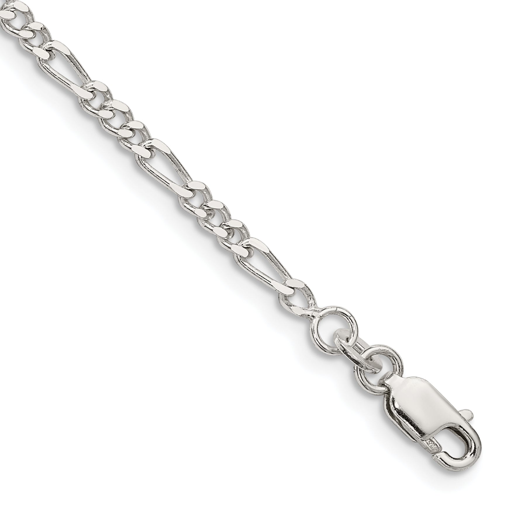 8 Inch Sterling Silver 2.5mm Figaro Chain