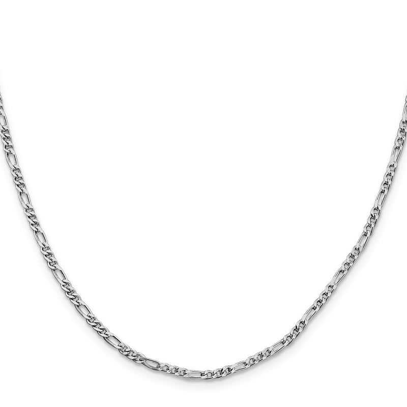 Sterling Silver Rhodium-plated 2.5mm Figaro Chain Necklace