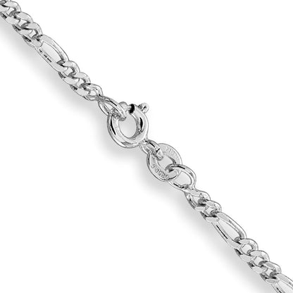 Sterling Silver Rhodium-plated 2.5mm Figaro Chain Necklace