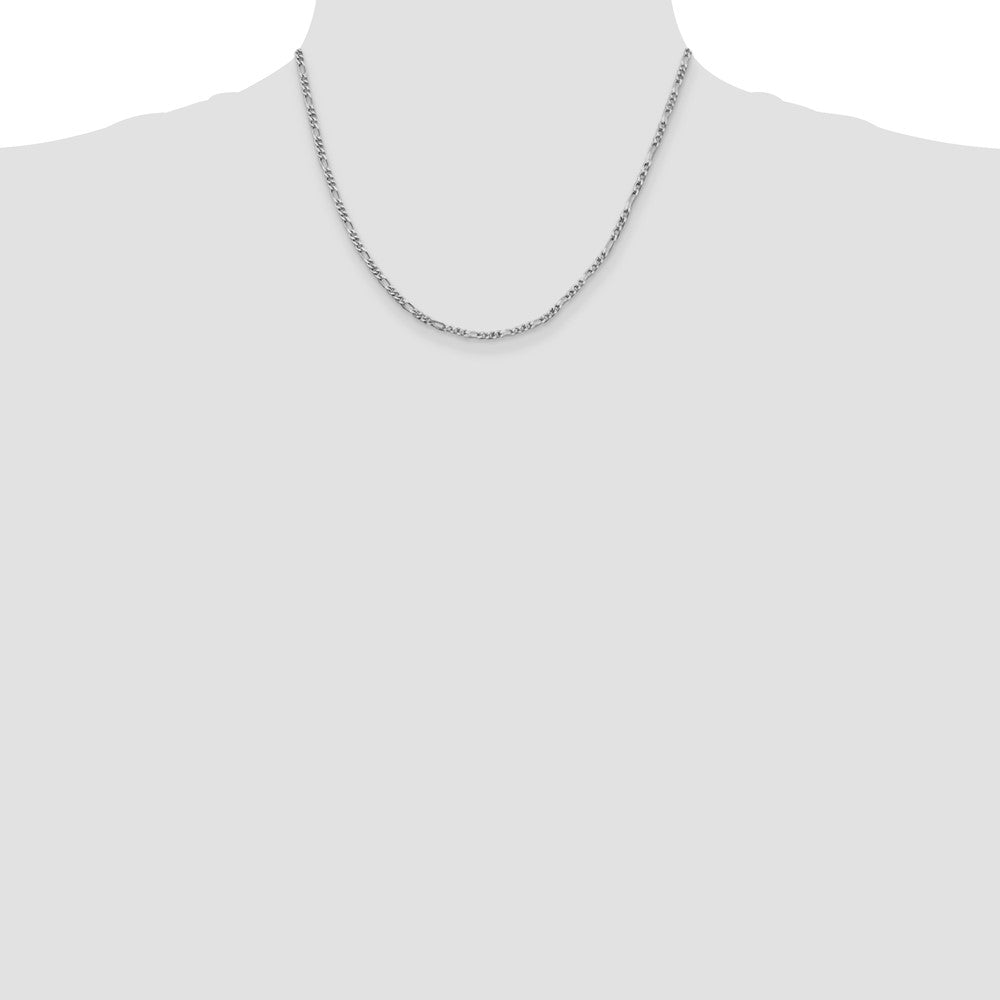 Sterling Silver Rhodium-plated 2.5mm Figaro Chain Necklace