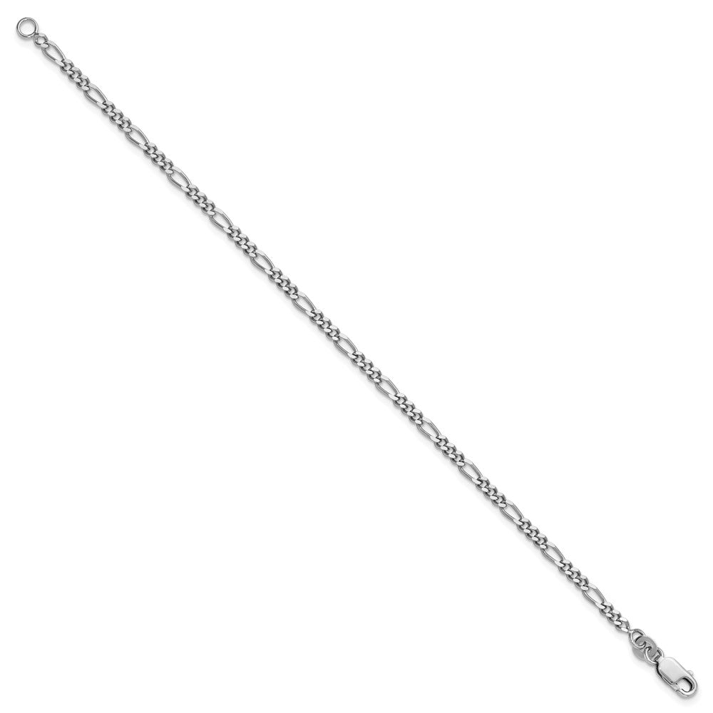 Sterling Silver Rhodium-plated 2.5mm Figaro Chain Bracelet