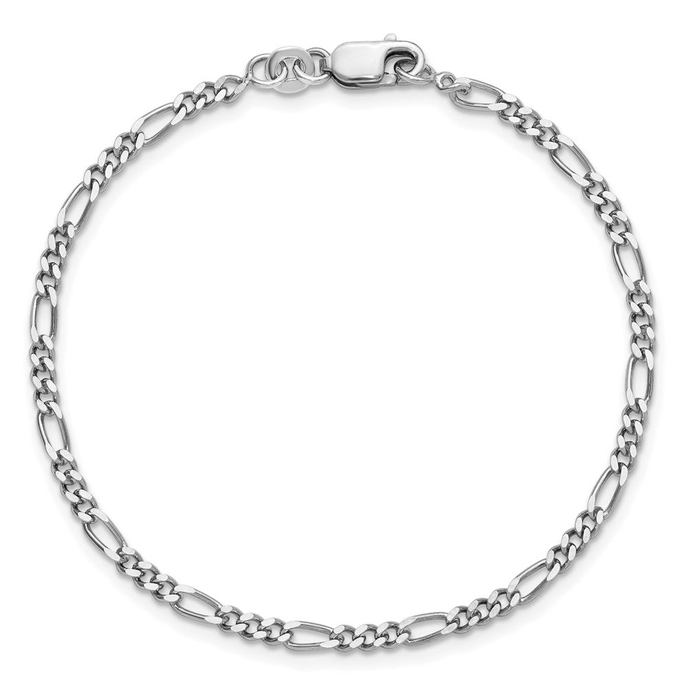 Sterling Silver Rhodium-plated 2.5mm Figaro Chain Bracelet