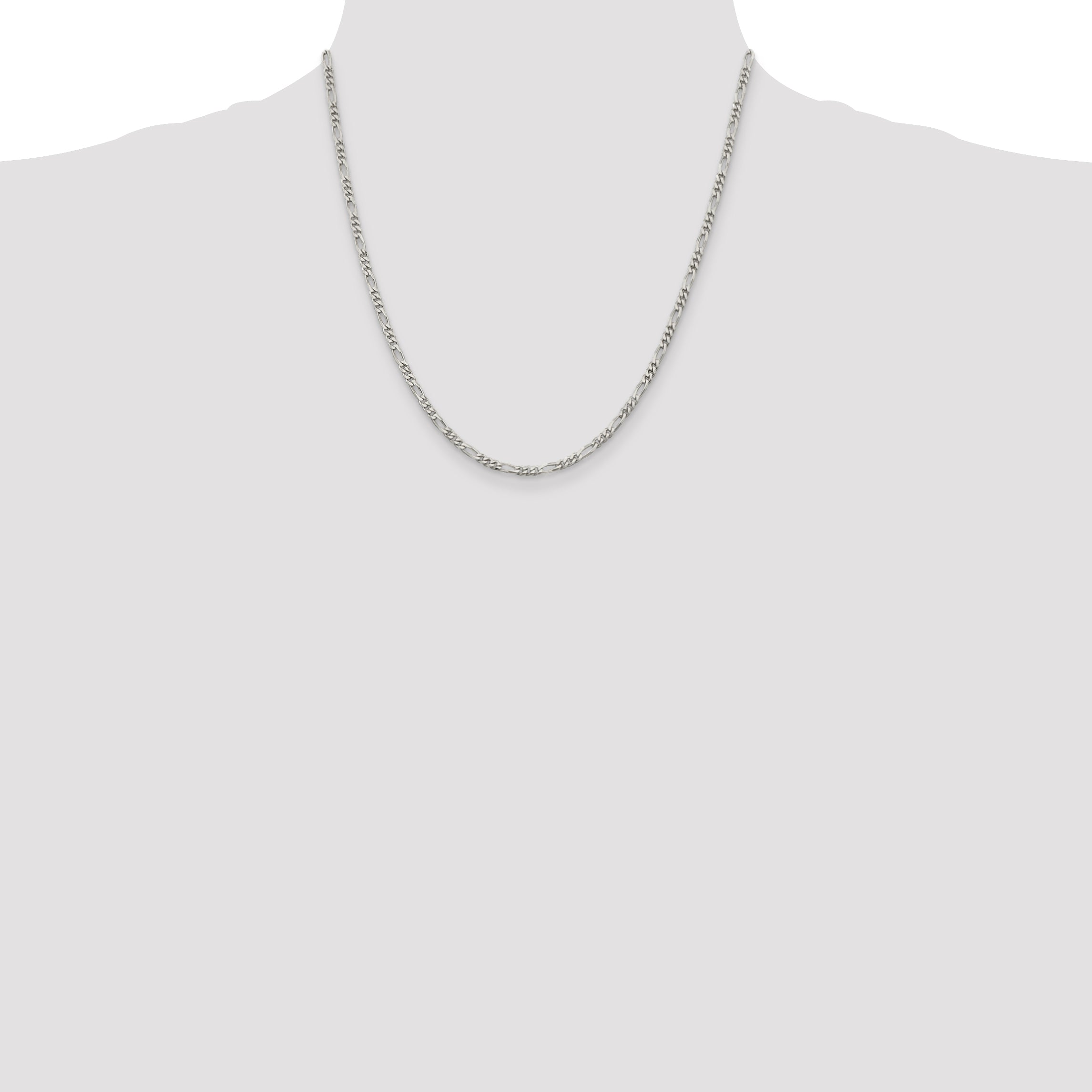 20 Inch Sterling Silver 2.85mm Figaro Chain