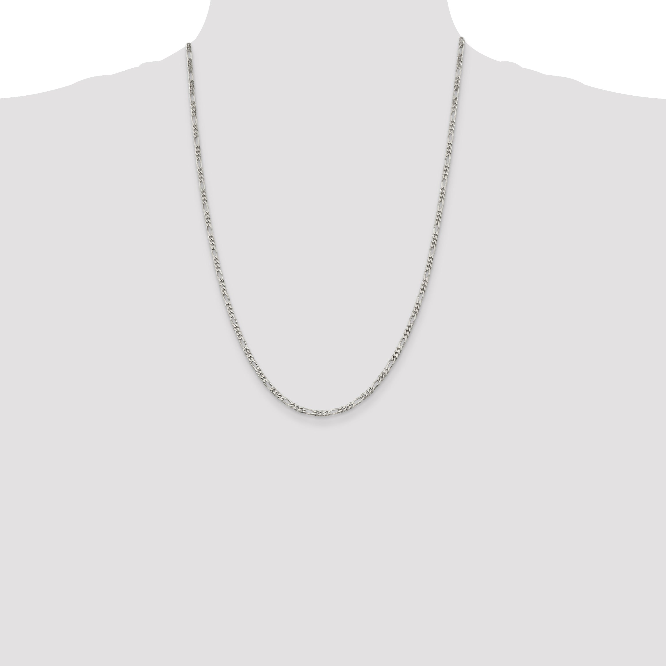 24 Inch Sterling Silver 2.85mm Figaro Chain