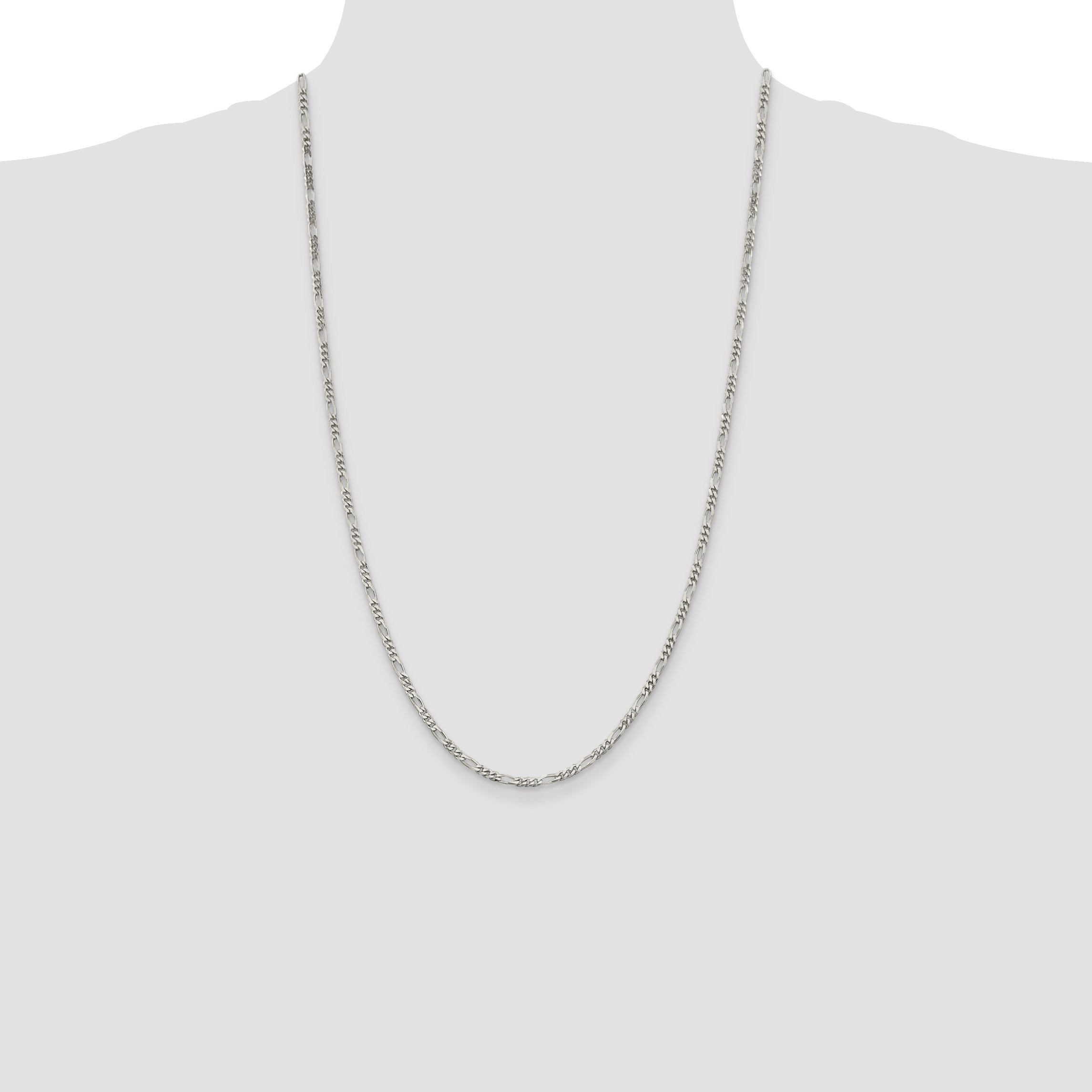 26 Inch Sterling Silver 2.85mm Figaro Chain