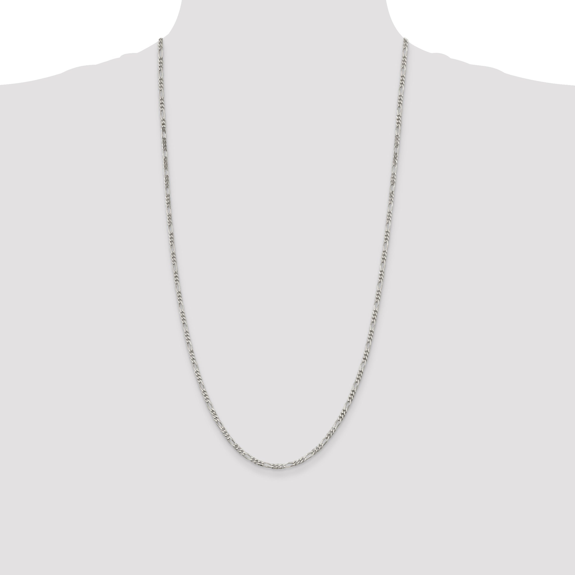 28 Inch Sterling Silver 2.85mm Figaro Chain