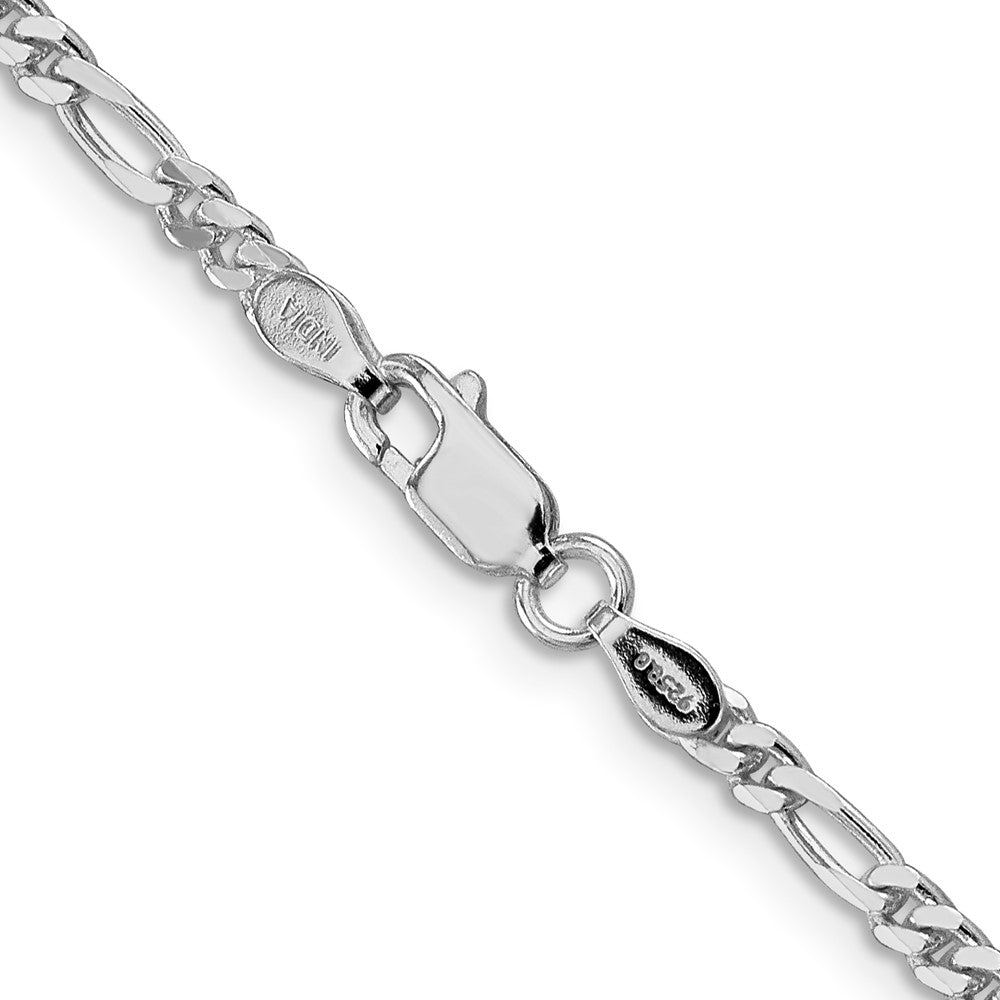 Sterling Silver Rhodium-plated 2.85mm Figaro Chain Necklace
