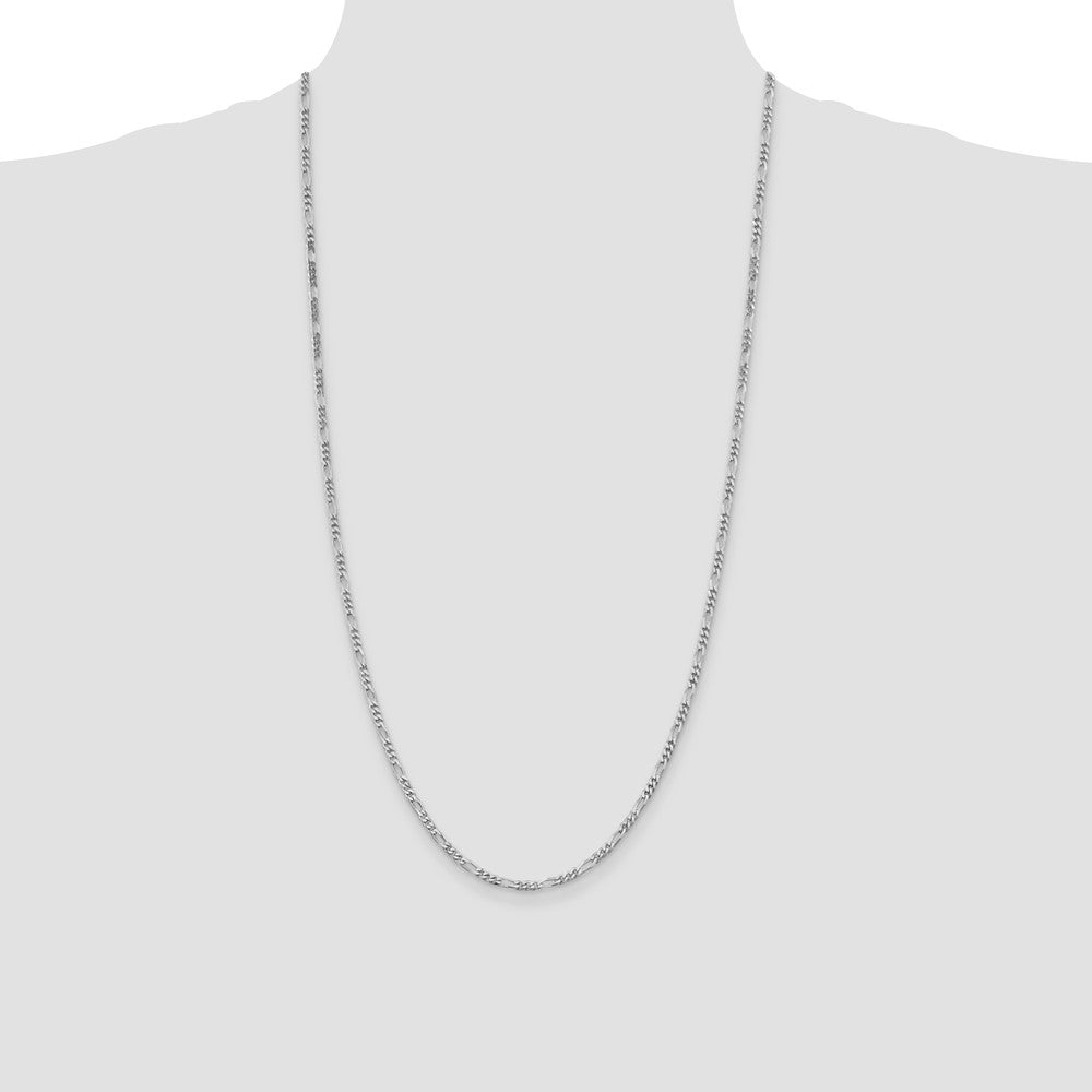 Sterling Silver Rhodium-plated 2.85mm Figaro Chain Necklace