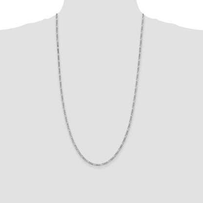 Sterling Silver Rhodium-plated 2.85mm Figaro Chain Necklace