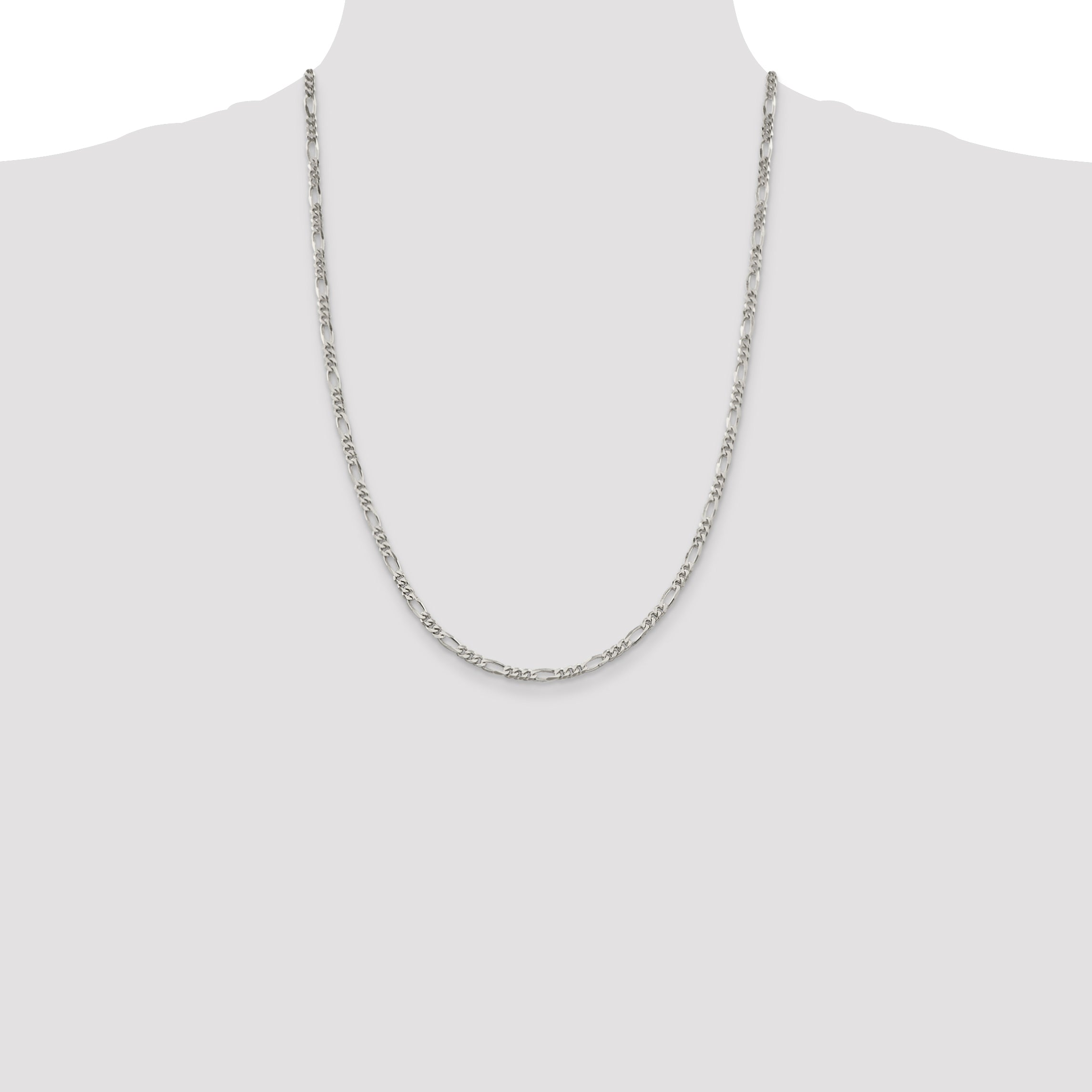 24 Inch Sterling Silver 3.5mm Figaro Chain