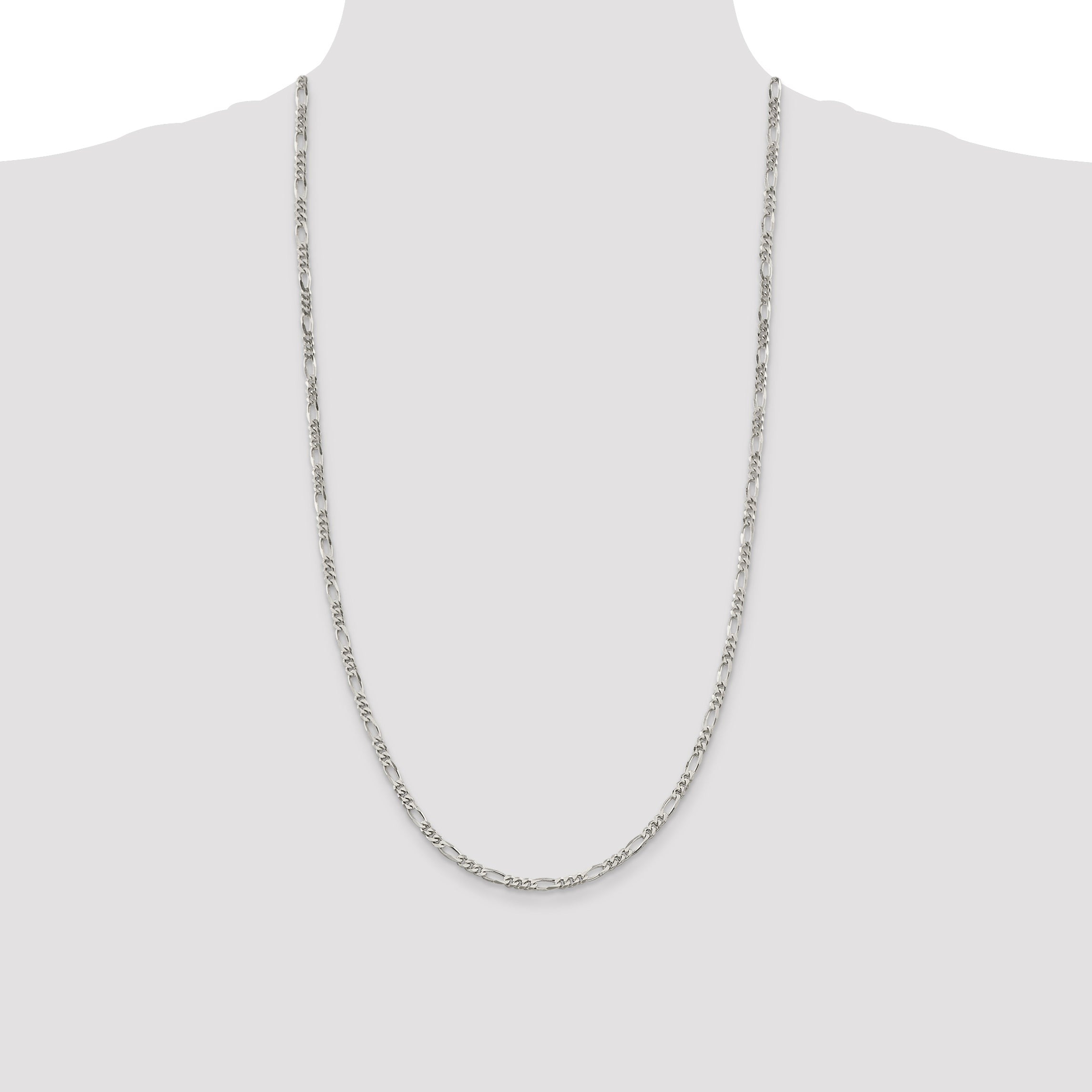 28 Inch Sterling Silver 3.5mm Figaro Chain