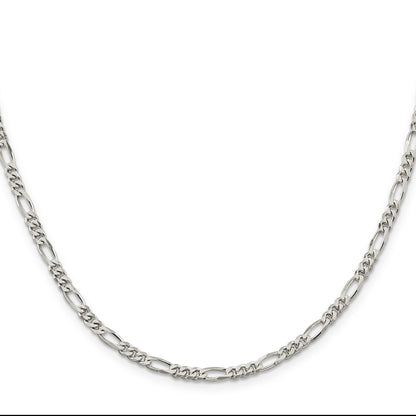 20 Inch Sterling Silver Rhodium-Plated 3.5mm Figaro Chain