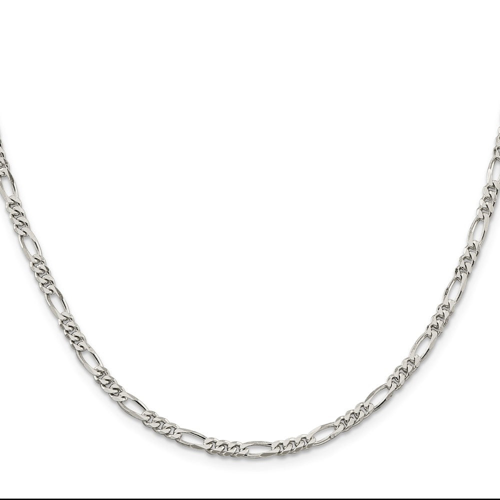 Sterling Silver Rhodium-Plated 3.5mm Figaro Chain Necklace
