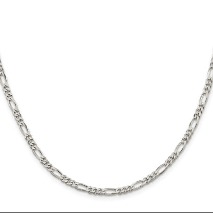 Sterling Silver Rhodium-Plated 3.5mm Figaro Chain Necklace
