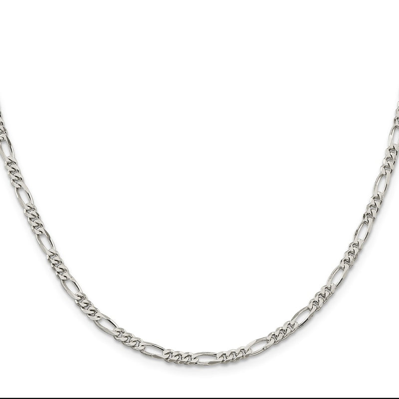 Sterling Silver Rhodium-Plated 3.5mm Figaro Chain Necklace