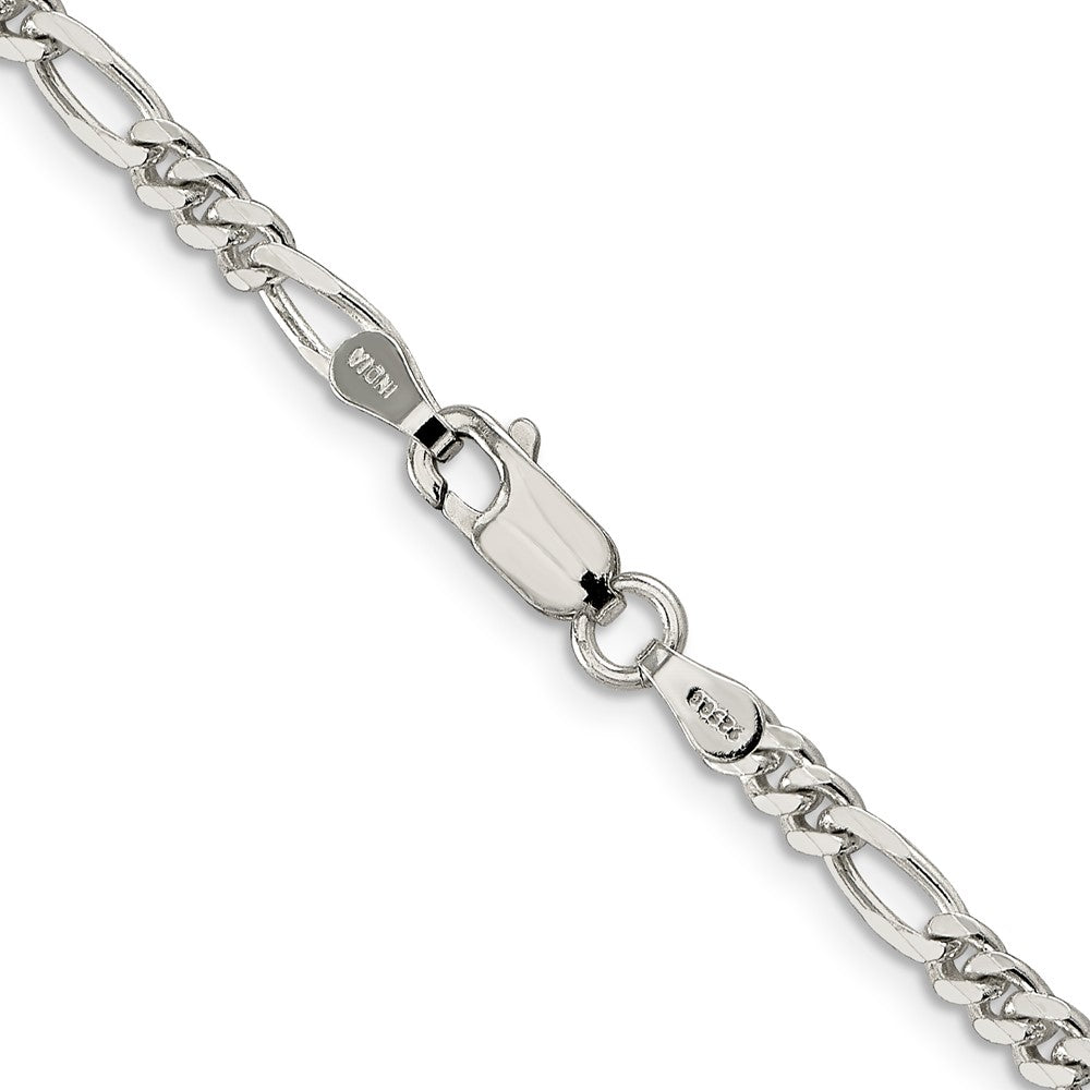 Sterling Silver Rhodium-Plated 3.5mm Figaro Chain Necklace