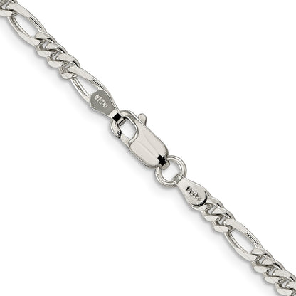 Sterling Silver Rhodium-Plated 3.5mm Figaro Chain Necklace