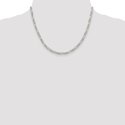 18 Inch Sterling Silver Rhodium-Plated 3.5mm Figaro Chain