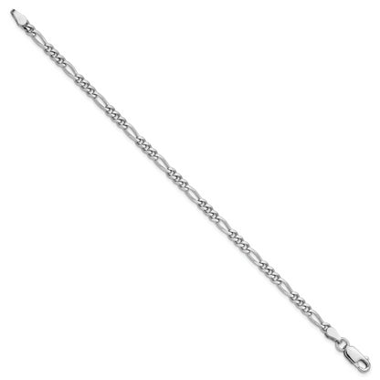 7 Inch Sterling Silver Rhodium-Plated 3.5mm Figaro Chain