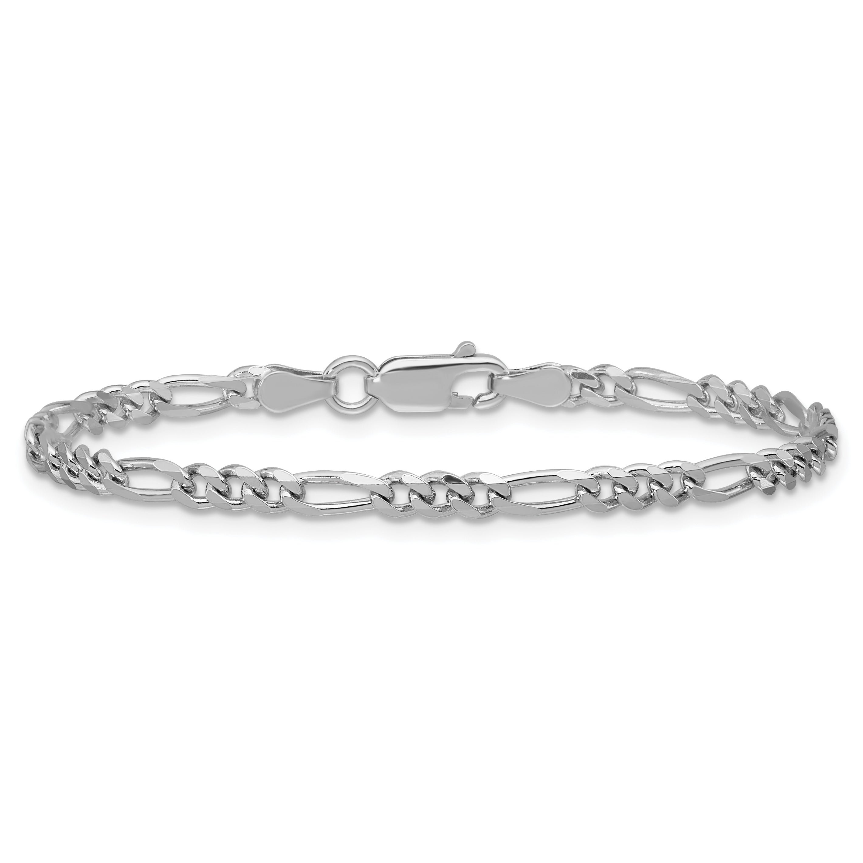 7 Inch Sterling Silver Rhodium-Plated 3.5mm Figaro Chain