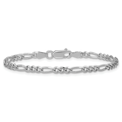 7 Inch Sterling Silver Rhodium-Plated 3.5mm Figaro Chain