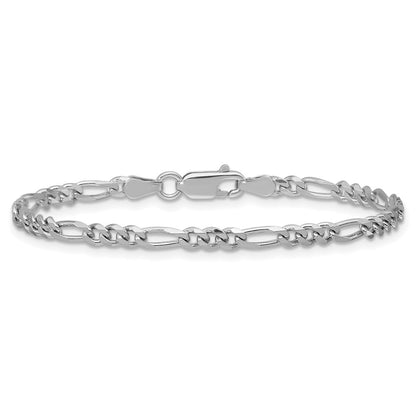 Sterling Silver Rhodium-Plated 3.5mm Figaro Chain Bracelet