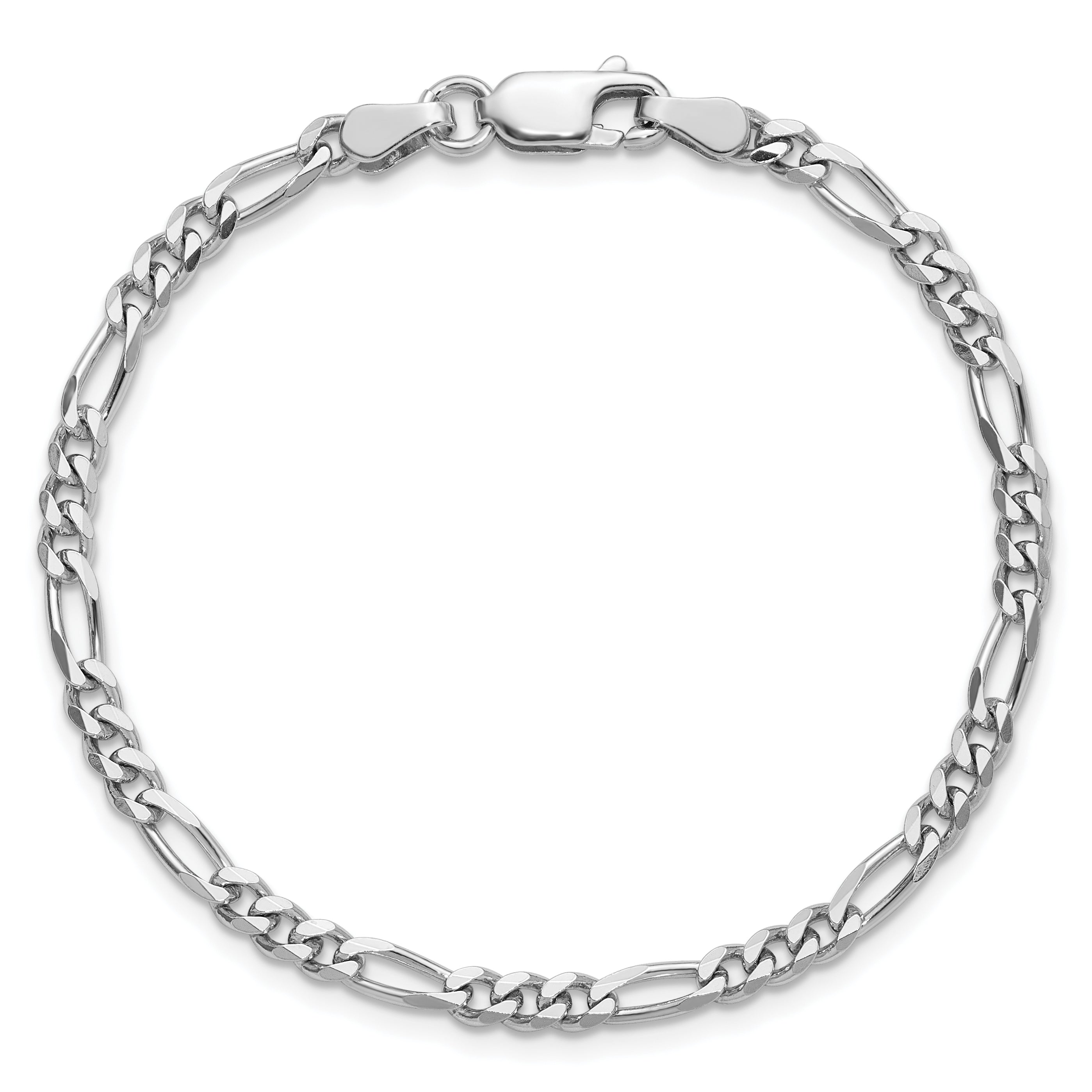 7 Inch Sterling Silver Rhodium-Plated 3.5mm Figaro Chain