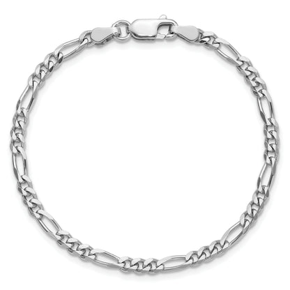 7 Inch Sterling Silver Rhodium-Plated 3.5mm Figaro Chain