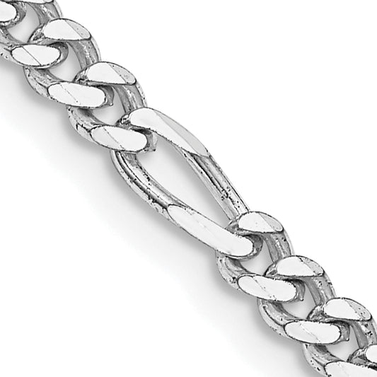 28 Inch Sterling Silver Rhodium-Plated 3.5mm Figaro Chain