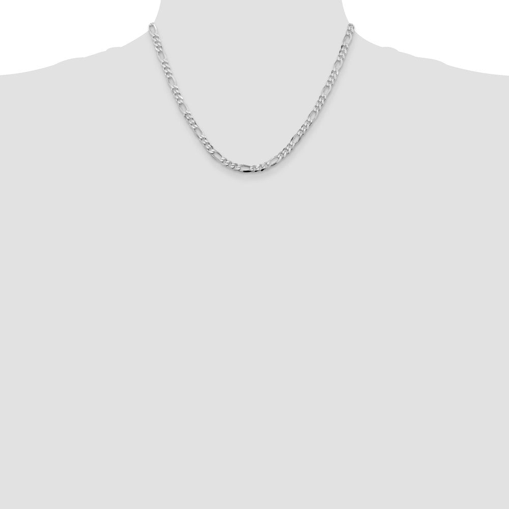 Sterling Silver Rhodium-Plated 4.5mm Figaro Chain Necklace