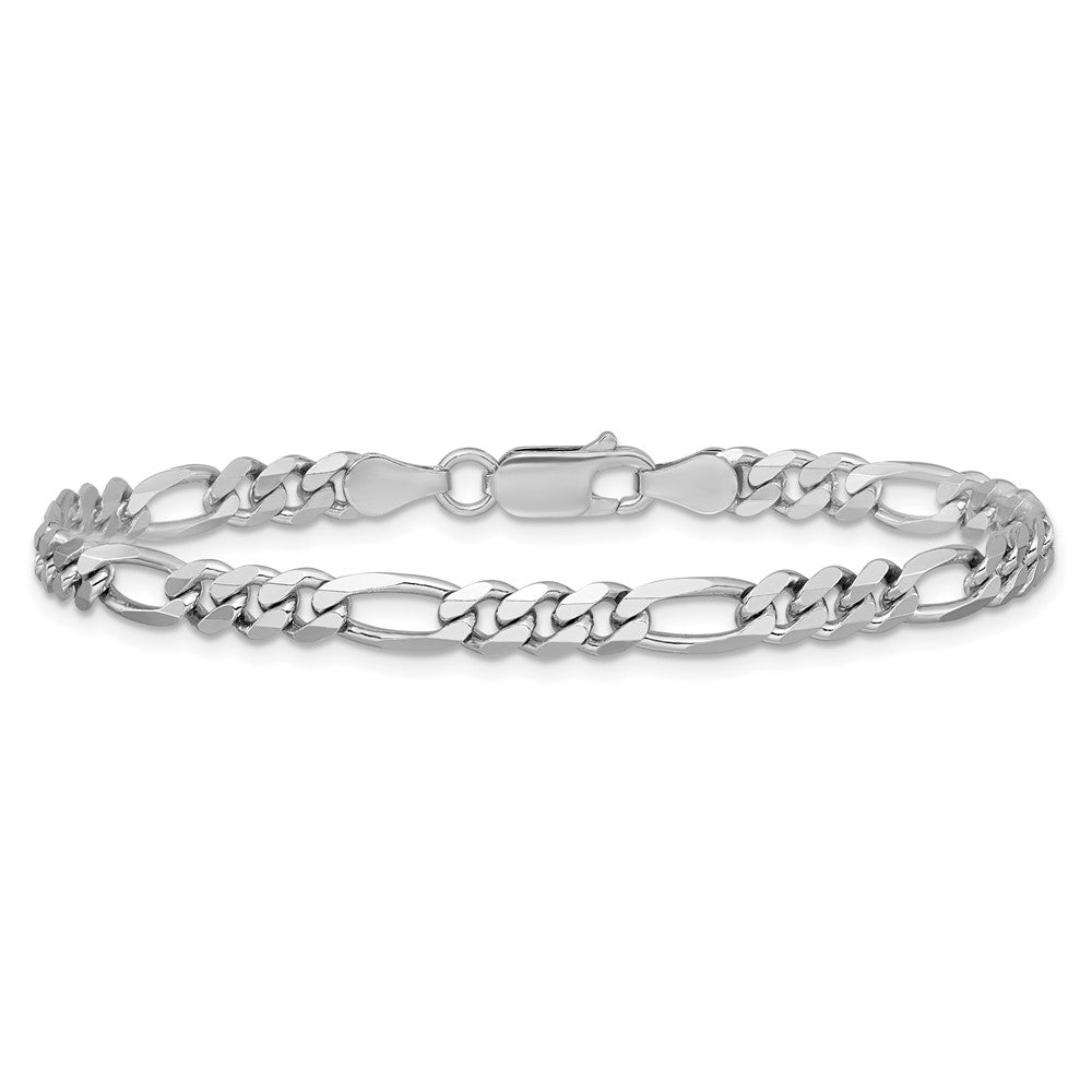 Sterling Silver Rhodium-plated 4.5mm Figaro Chain Anklet