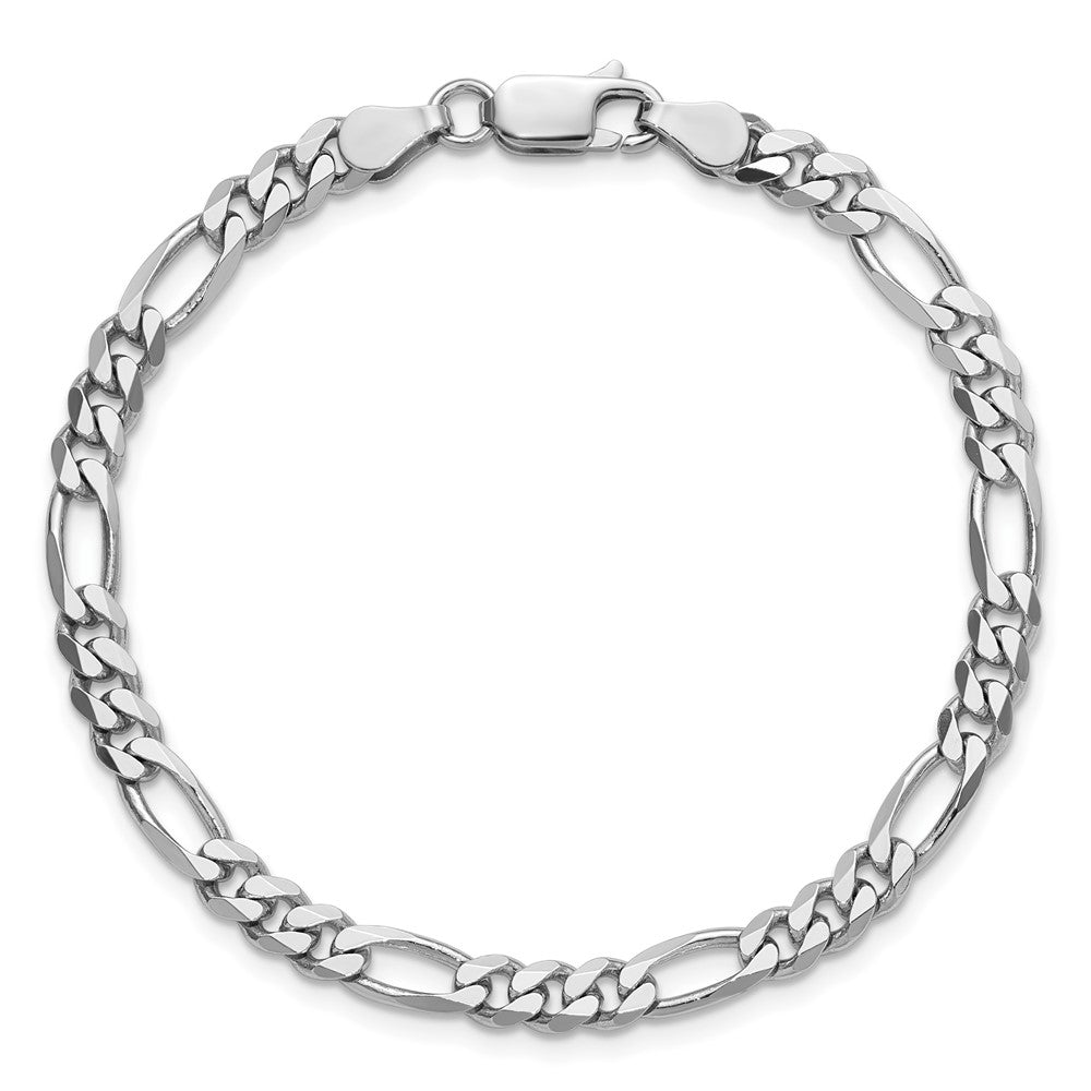 Sterling Silver Rhodium-plated 4.5mm Figaro Chain Bracelet