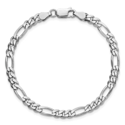 Sterling Silver Rhodium-plated 4.5mm Figaro Chain Bracelet