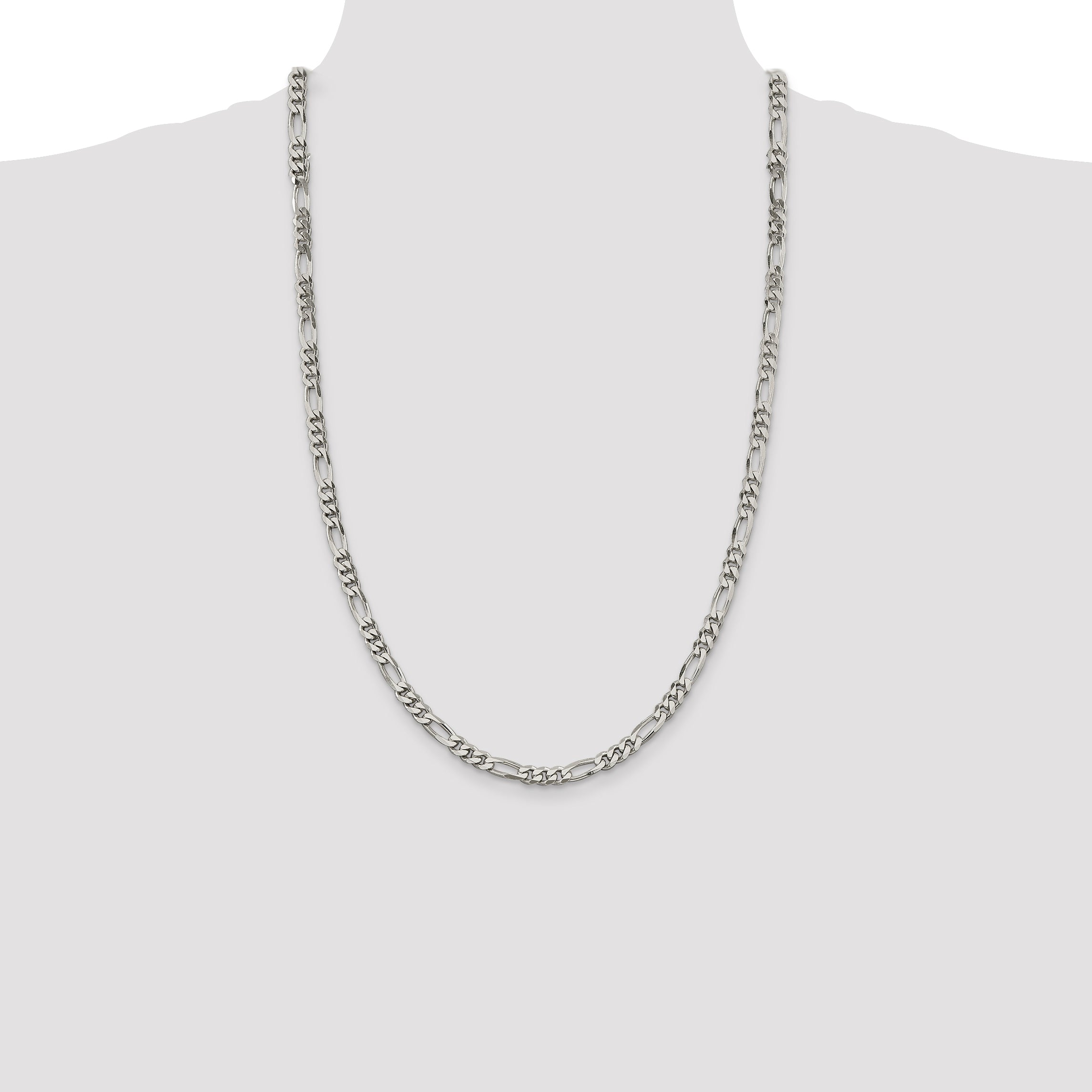 26 Inch Sterling Silver 5.5mm Figaro Chain