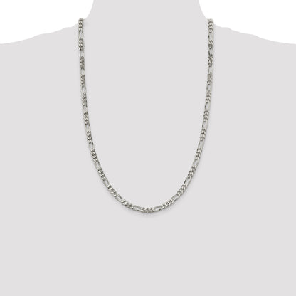 26 Inch Sterling Silver 5.5mm Figaro Chain