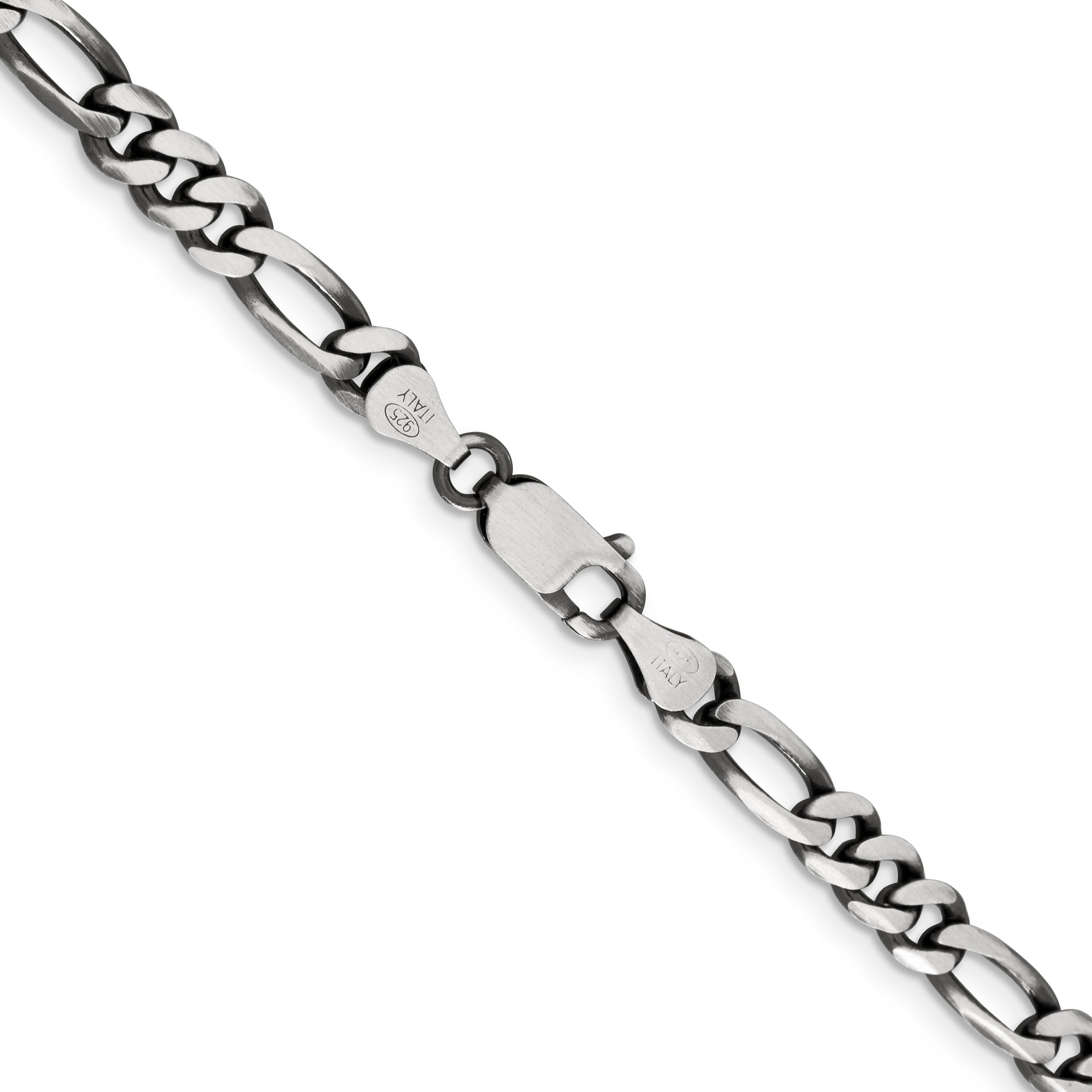 22 Inch Sterling Silver Antiqued 5.5mm Figaro Chain