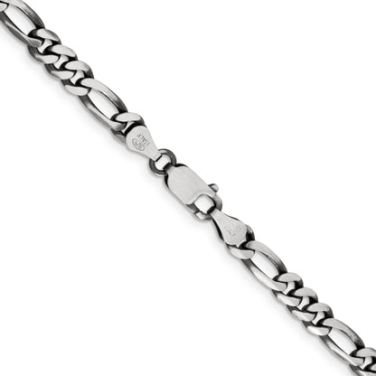22 Inch Sterling Silver Antiqued 5.5mm Figaro Chain