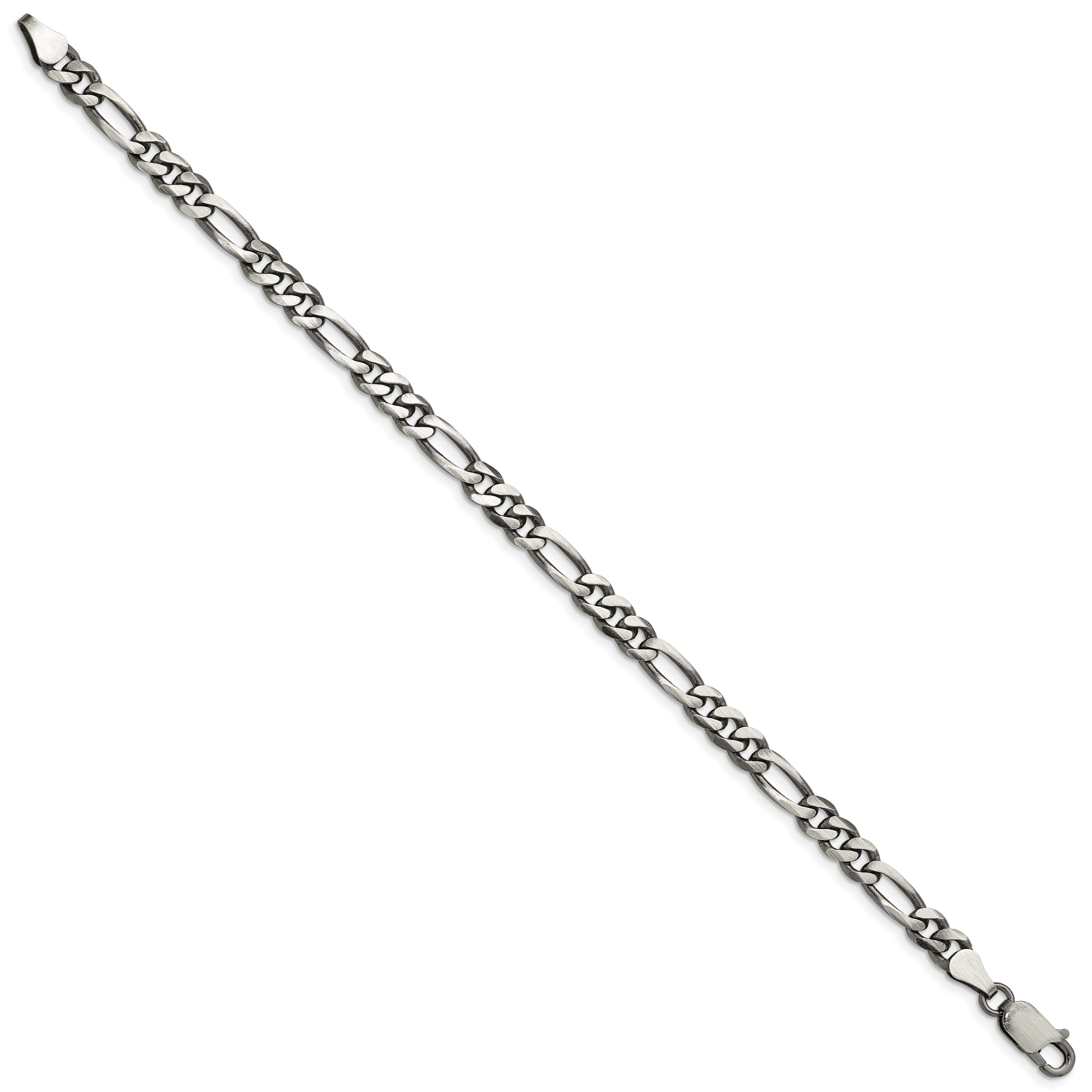 9 Inch Sterling Silver Antiqued 5.5mm Figaro Chain