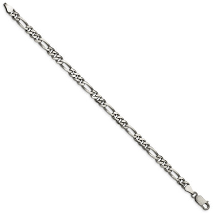 8 Inch Sterling Silver Antiqued 5.5mm Figaro Chain