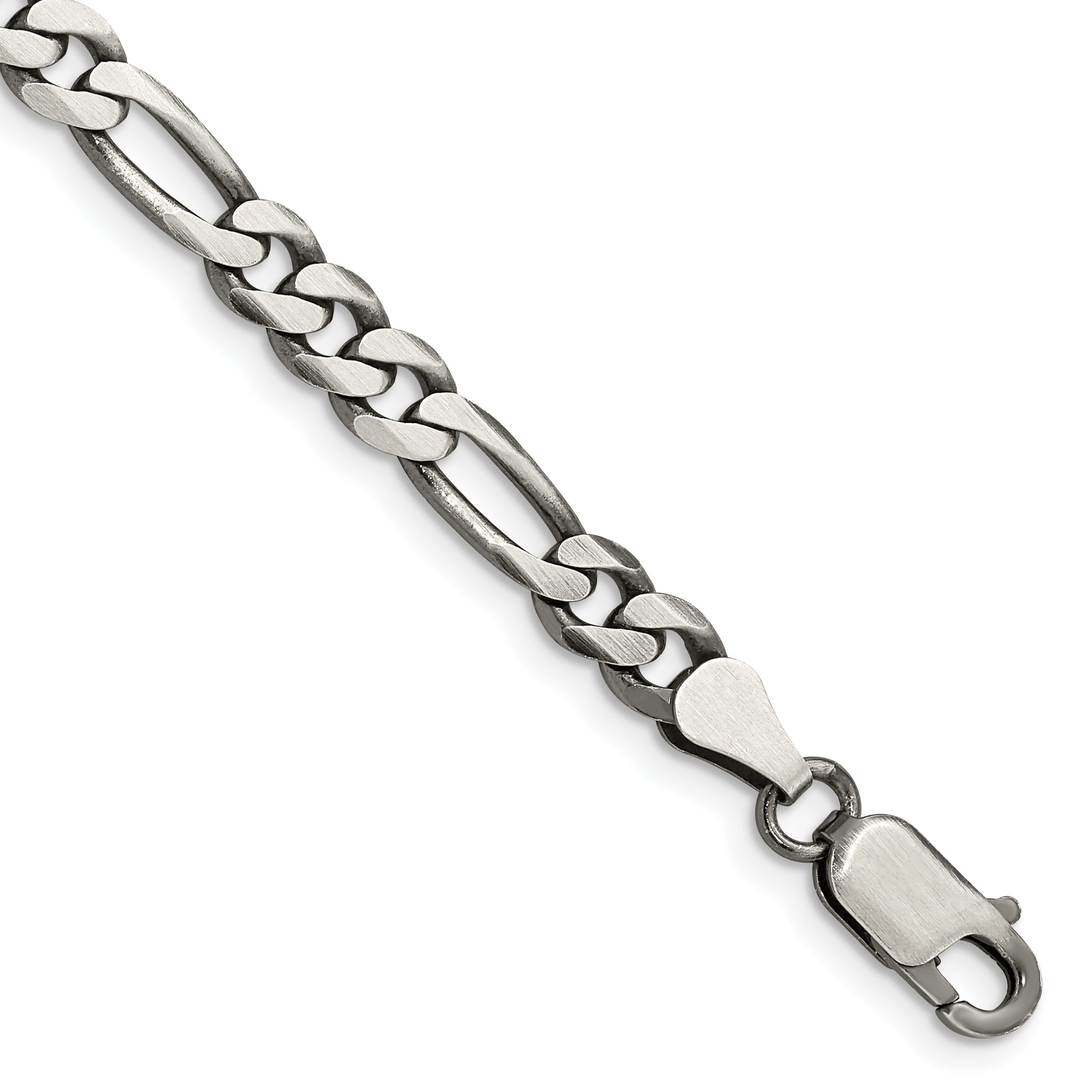 9 Inch Sterling Silver Antiqued 5.5mm Figaro Chain