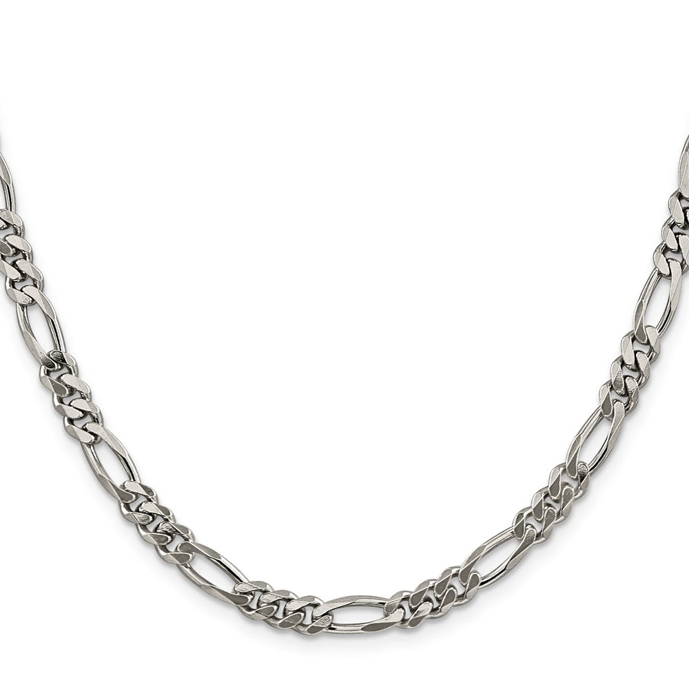 24 Inch Sterling Silver Rhodium-Plated 5.25mm Figaro Chain Necklace
