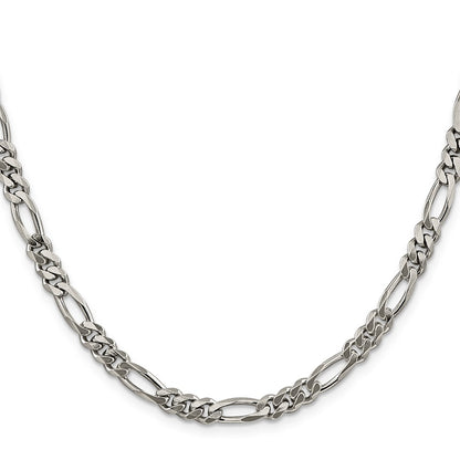24 Inch Sterling Silver Rhodium-Plated 5.25mm Figaro Chain Necklace