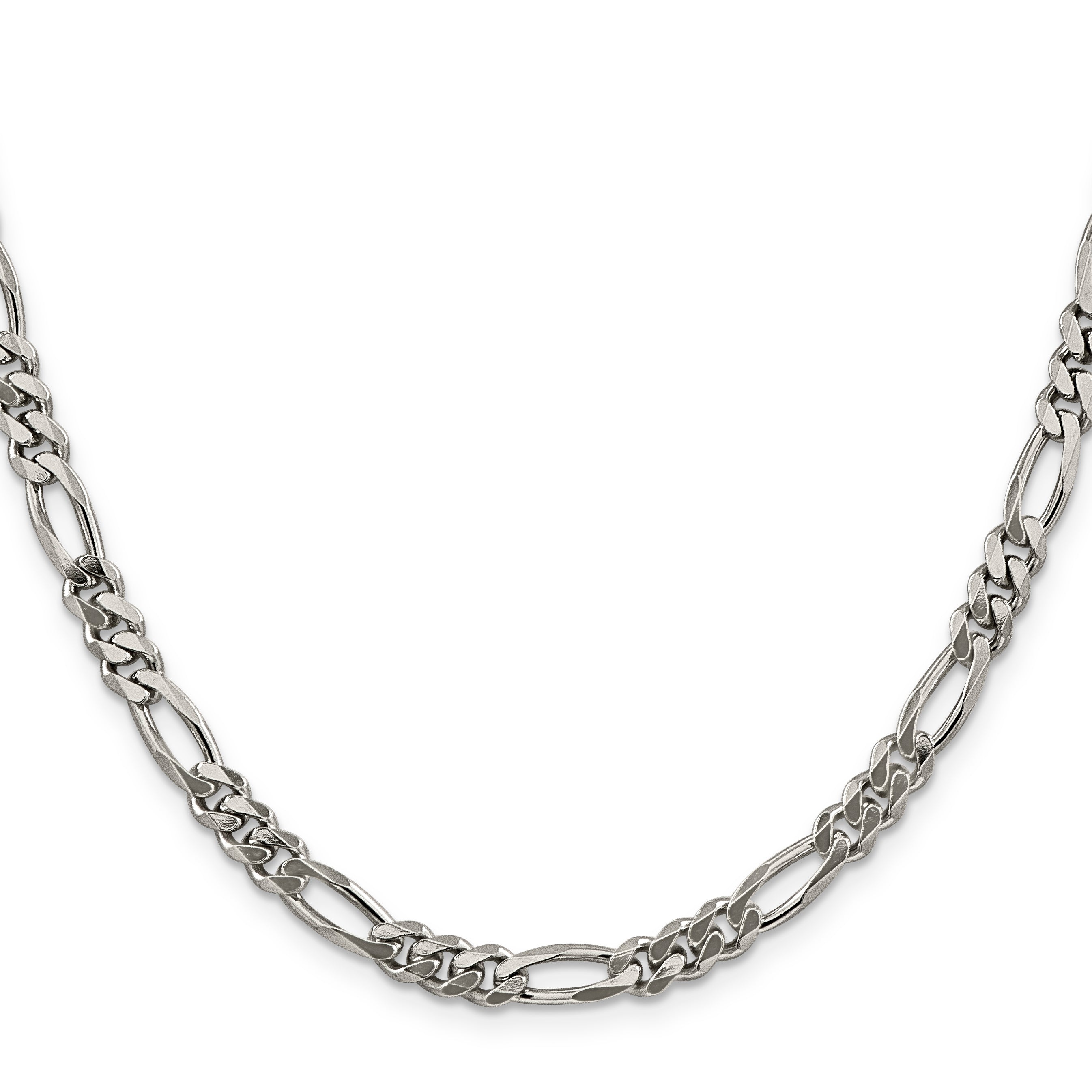20 Inch Sterling Silver Rhodium-Plated 5.25mm Figaro Chain
