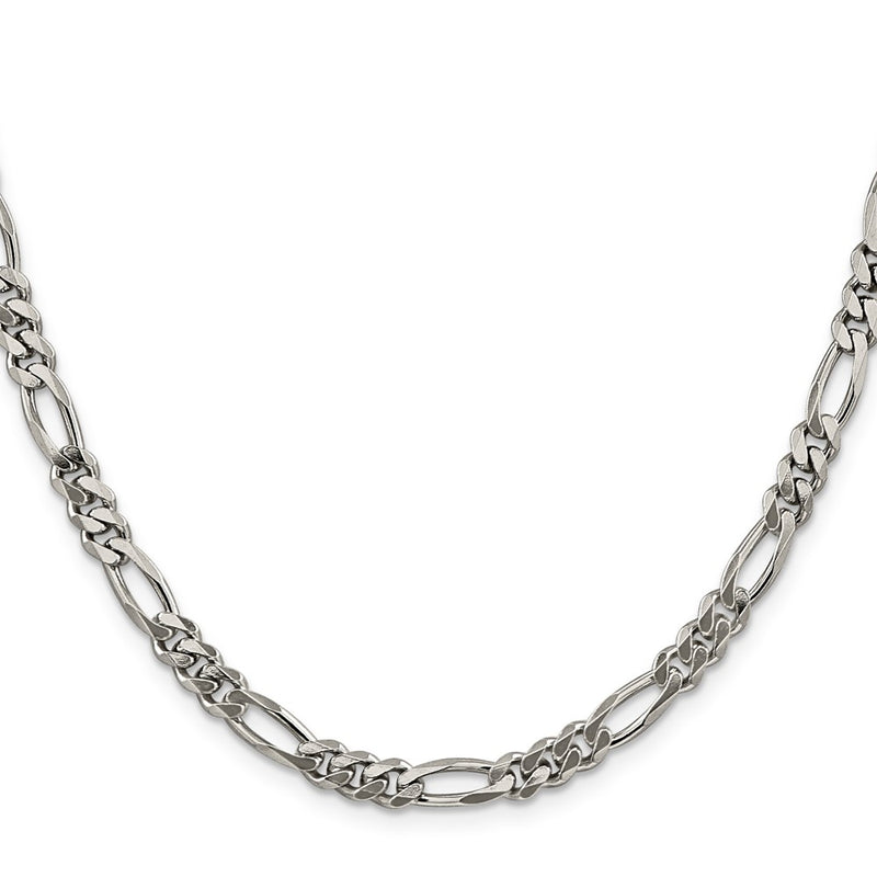 Sterling Silver Rhodium-Plated 5.25mm Figaro Chain Necklace