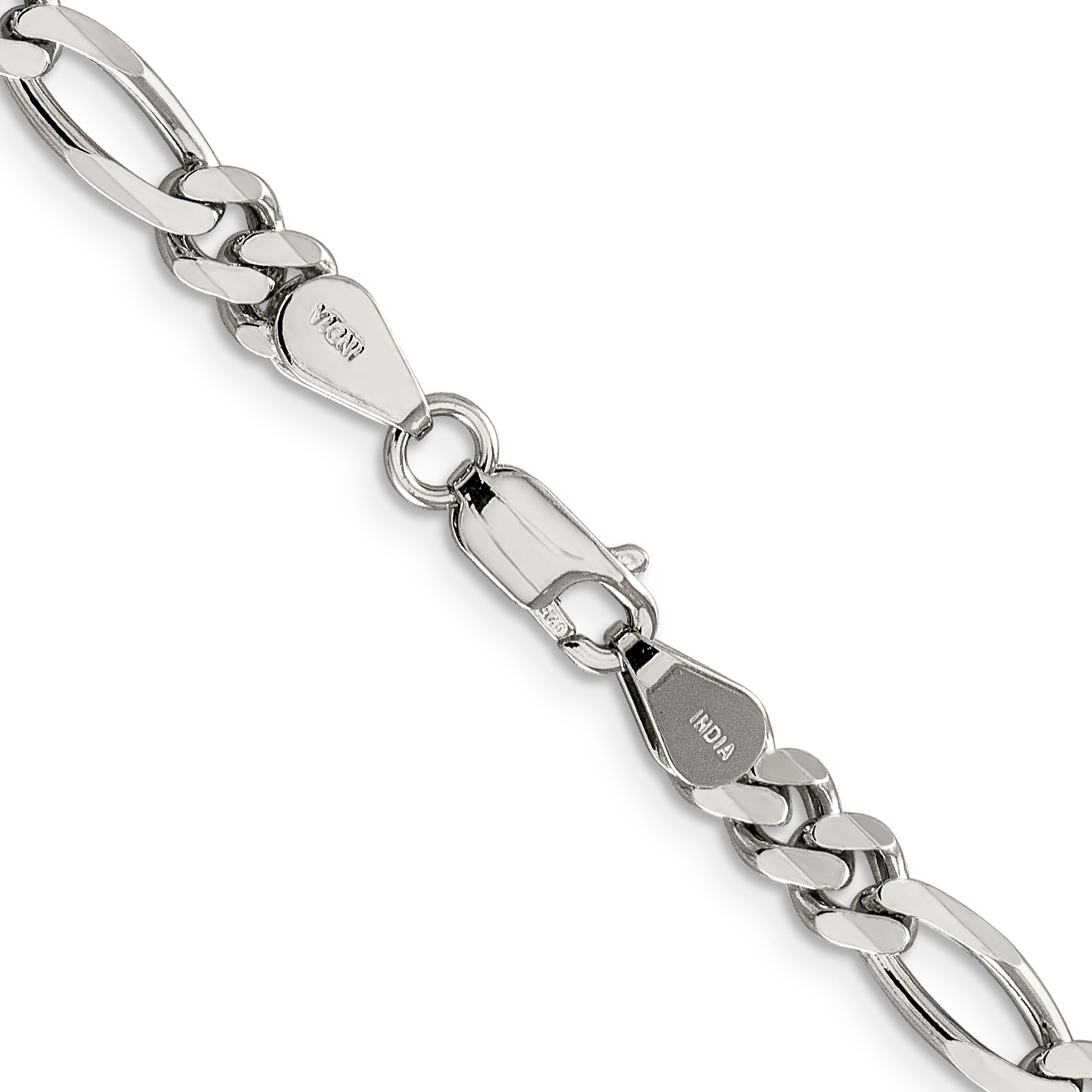 24 Inch Sterling Silver Rhodium-Plated 5.25mm Figaro Chain